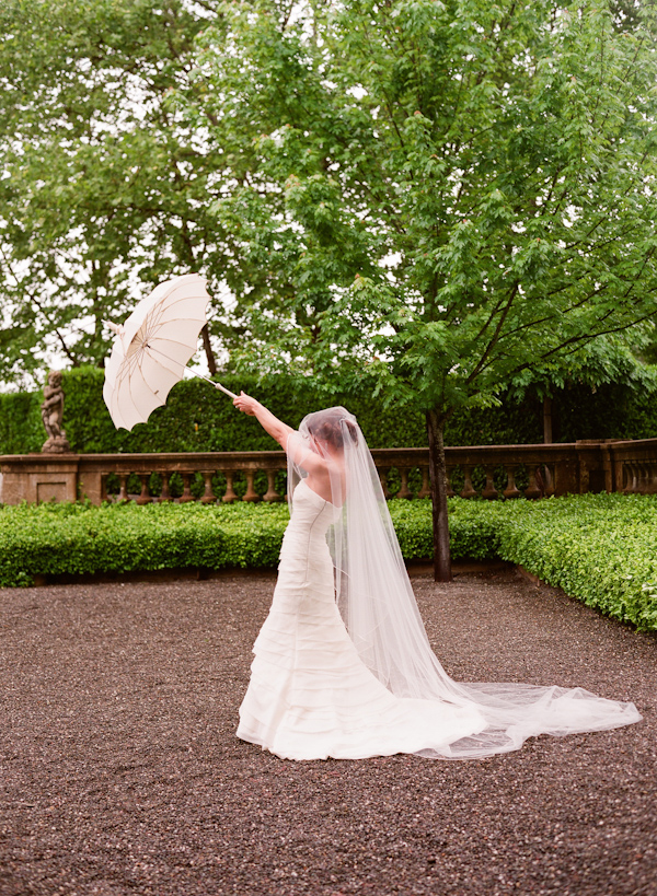 bride with parasol wedding photo by Elizabeth Messina Photography